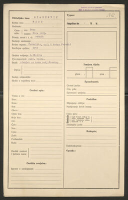 Starčević, Mato, 6.2.1914. Policijski karton