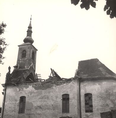 Pogančec - Crkva sv. Majke Božje Lauretanske, srušeno krovište lađe
