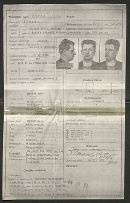 Petek, Branko, 21.3.1906. Policijski karton