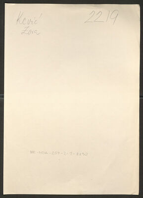 Kević, Zora, 8.12.1890. Policijski karton