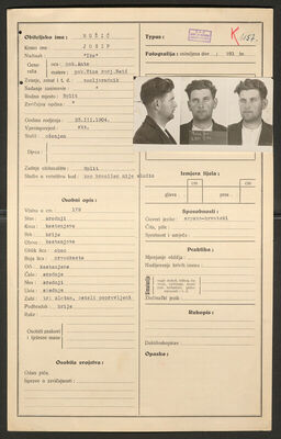 Ružić, Josip, 23.3.1904. Policijski karton