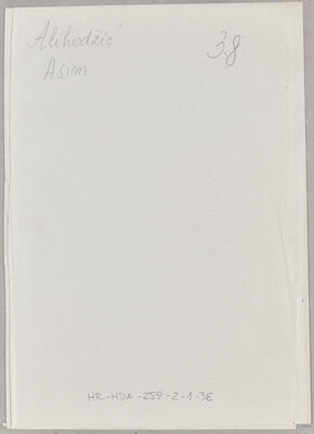 Alihodžić, Asim, 20.8.1903. Policijski karton