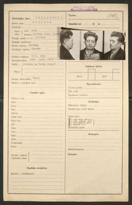 Stilinović, Božidar, 3.6.1900. Policijski karton