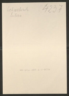 Schwabenitz, Milan, 8.11.1924. Policijski karton