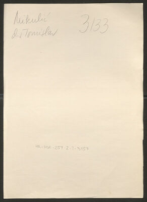 Mikulić, Tomislav, 7.7.1911. Policijski karton