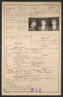 Popović, Ivan, 10.10.1906. Policijski karton