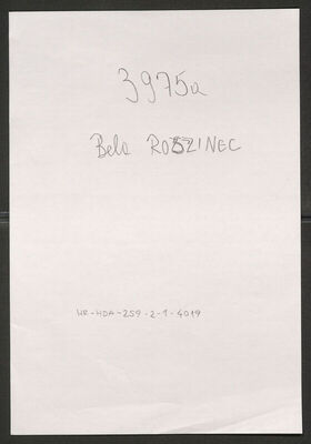 Roszinecz, Bela, oko 35 godina. Policijski karton