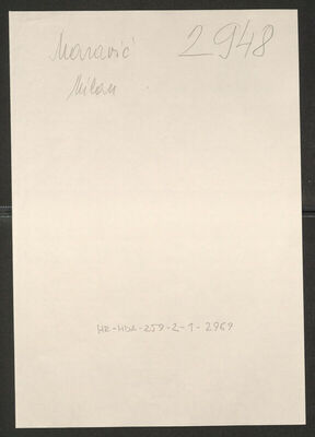 Maravić, Milan, 15.9.1913. Policijski karton