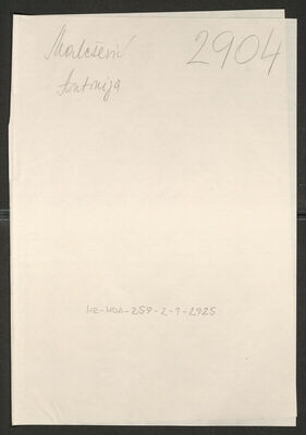 Mali, Antonija, 11.6.1903. Policijski karton