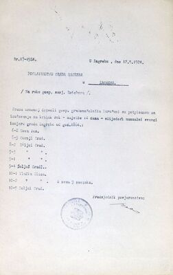 Posudba svezaka izmjere grada Zagreba iz 1864. godine