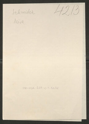 Schmidek, Mira, 7.3.1911. Policijski karton