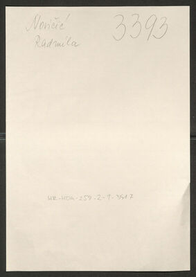 Novičić, Radmila, 3.11.1911. Policijski karton