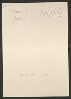 Sommer, Julius, 1891. Policijski karton