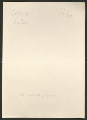 Debevec, Anton, 12.1.1898. Policijski karton