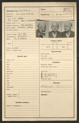 Smirnov, Aleksandar, 26.1.1886. Policijski karton