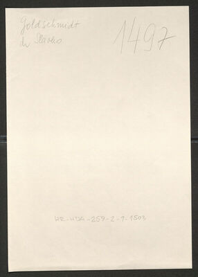 Goldschmidt, Slavko, 13.8.1905. Policijski karton