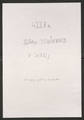 Schoenwald, Katica rođ. Sekelj, 19.2.1910. Policijski karton