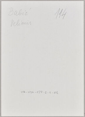 Babić, Velimir, 9.10.1912. Policijski karton