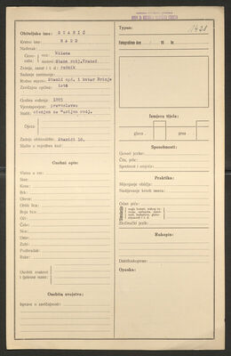 Stanić, Rade, 1885. Policijski karton