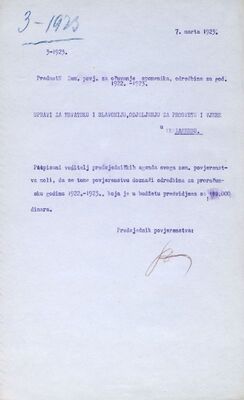 Proračunska godina 1922.-1923., odredbina