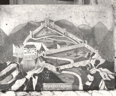 Križ - Slika utvrđenog grada Krapine