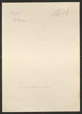 Ružić, Milan. Policijski karton