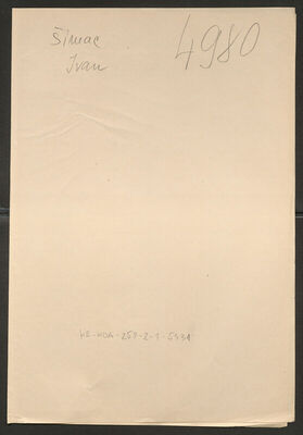 Šimac, Ivan, 9.6.1899. Policijski karton