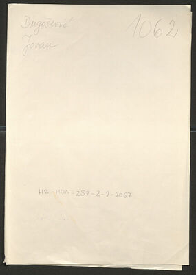 Dugošević, Jovan, 26.12.1902. Policijski karton