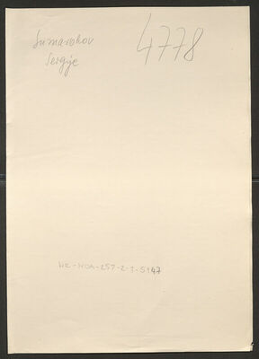 Sumarokov, Sergije, 1884. Policijski karton