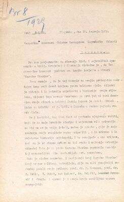 Narodna starina, izvješće i zamolba za financiranje