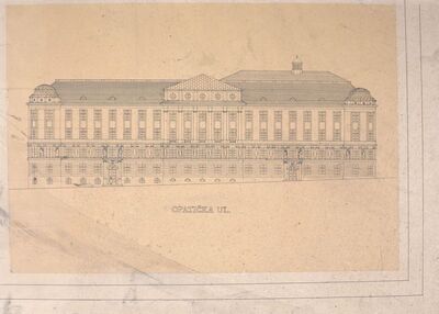 Vladina palača, natječajna osnova (zgrada Hrvatskog sabora), natječajna studija ''Jadro''/pročelje (Opatička ulica)