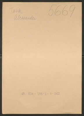 Turk, Aleksander, 12.4.1916. Policijski karton