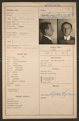 Singer, Zdravko, 3.12.1906. Policijski karton