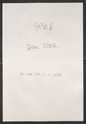 Todor, Toma, 1901. Policijski karton