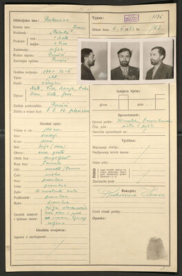 Rukavina, Ivan, 13.6.1900. Policijski karton