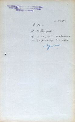 dr. Nikola Radojčić, šalje se pečat, uputa za konzervatore i prijedlog o publikaciji manastira