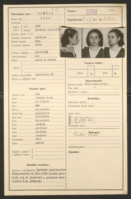 Rubčić, Ruža, 23.10.1912. Policijski karton