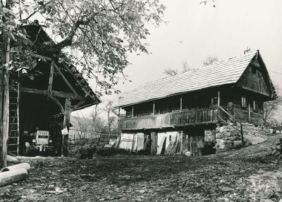 Brlog Ozaljski (Kamanje) - Tradicijska kuća, ulazno i zabatno pročelje