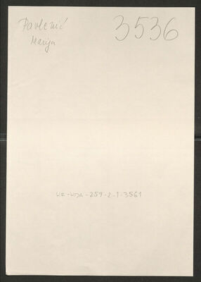 Pavlenić, Marija, 8.8.1899. Policijski karton