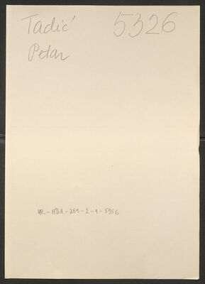 Tadić, Petar, 13.6.1917. Policijski karton