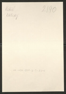 Kečić, Radivoj, 5.4.1909. Policijski karton