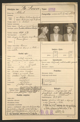 Lucca (De Lucca), Albert, 7.7.1890. Policijski karton