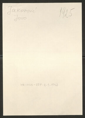 Jakovović, Jovo, 21.4.1918. Policijski karton