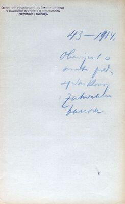 Obavijest o smrti predsjednika Zemaljskog povjerenstva i banova Zahvalnica