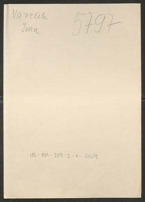 Vaneček, Ivan, 16.6.1923. Policijski karton