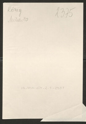 König, Mihajlo, 23.7.1892. Policijski karton