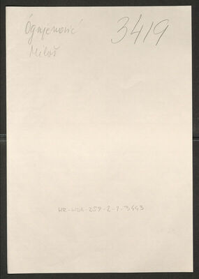 Ognjenović, Miloš. Policijski karton