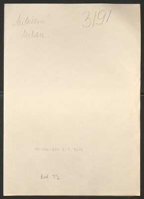 Milošević, Milan, 13.1.1906. Policijski karton