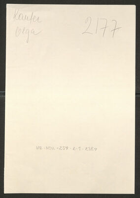 Kaufer, Olga, 19.6.1883. Policijski karton