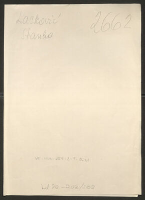 Lacković, Stanko, 11.12.1907. Policijski karton